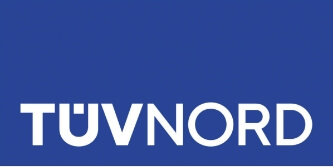 „TÜV NORD-Logo in weißer Schrift auf blauem Hintergrund.“